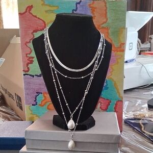 Elegant Silver Pearl Necklace
